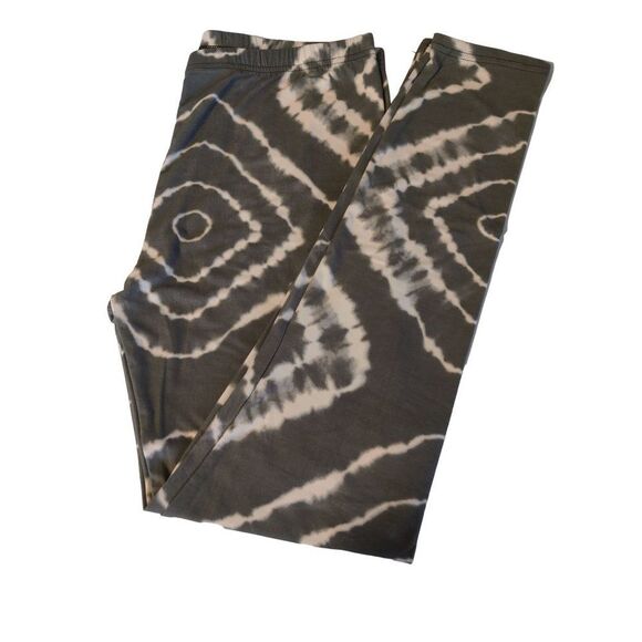 Reg‎ One Size Womens Charcoal Gray White Tye Die Leggings - Picture 2 of 8